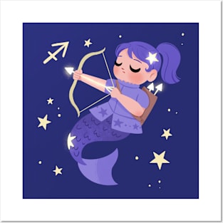 Sagittarius Mermaid Posters and Art